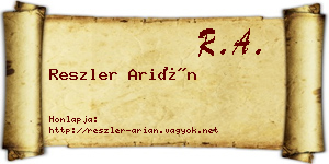 Reszler Arián névjegykártya